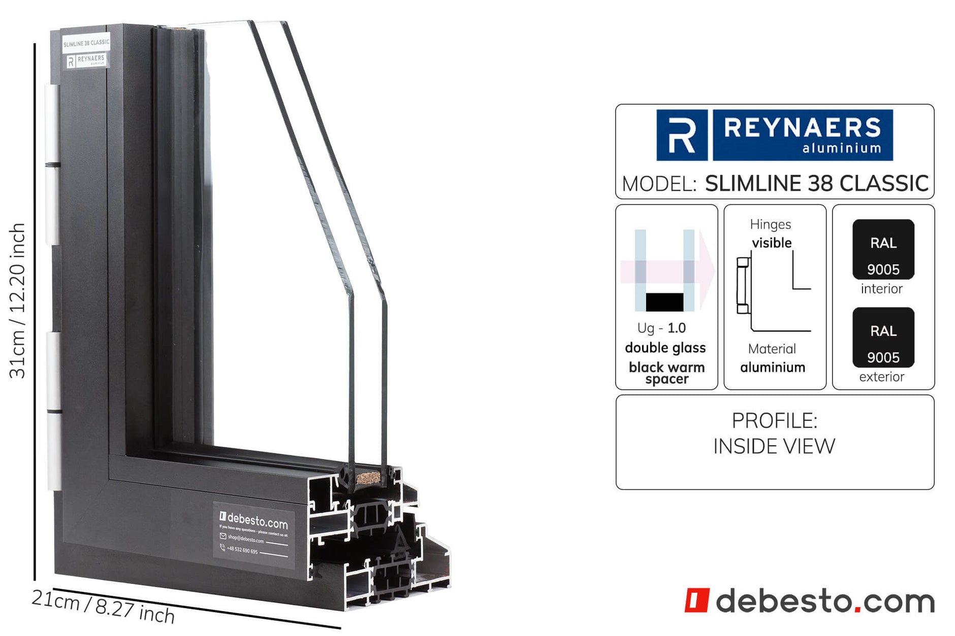 Reynaers SlimLine 38 Classic - Aluminium Window System - Corner Sample