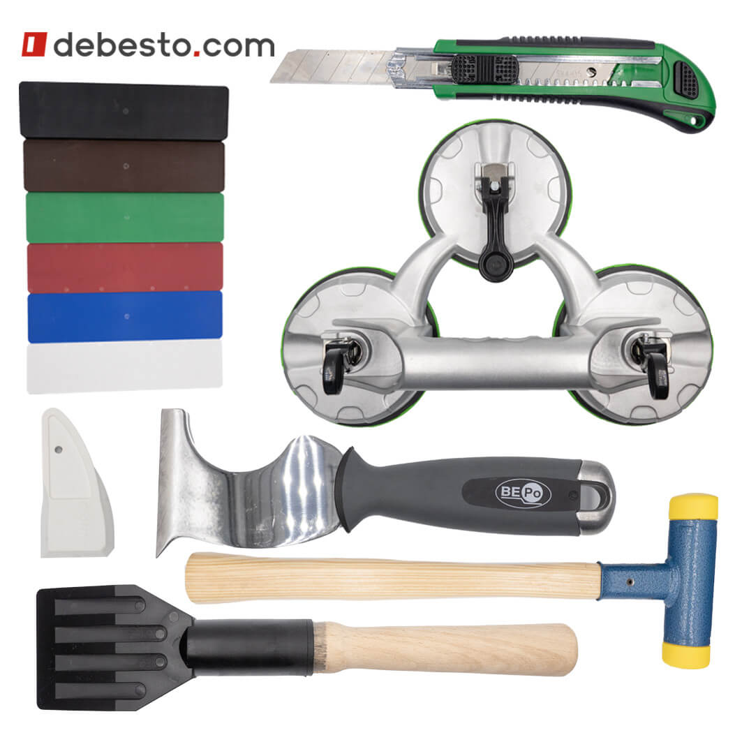 Set of tools for glazing PVC and Alu windows