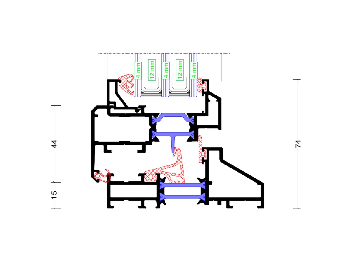 Aliplast Steel Look 1000 Without Fin Black Aluminium Window System - Corner Sample