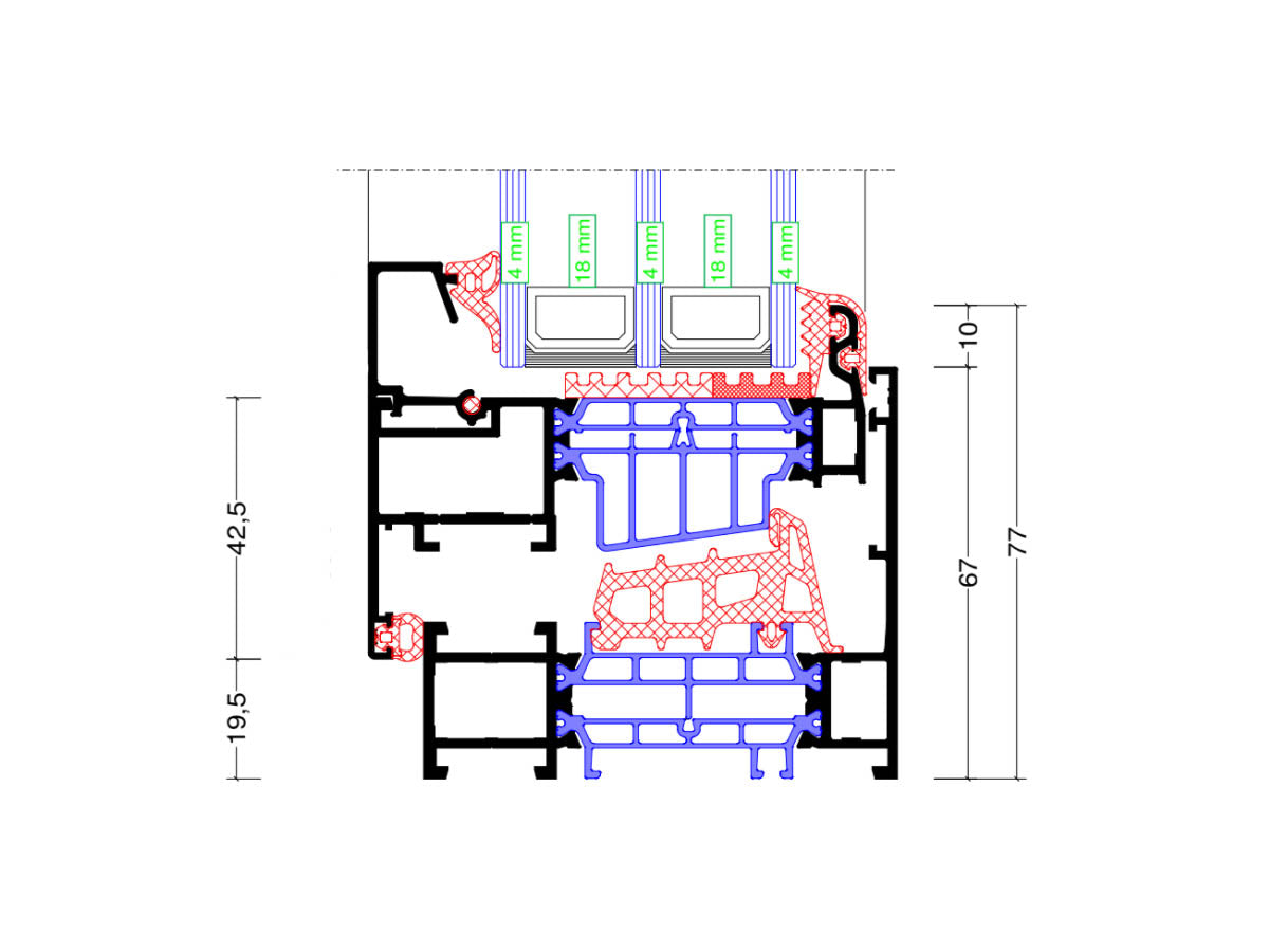 Aluprof MB-86 Ukryte Skrzydło System Okien Aluminiowych - Trójkąt pokazowy
