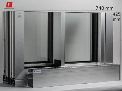 Cortizo Cor-Vision PLUS side view of sliding door sample with dimensions
