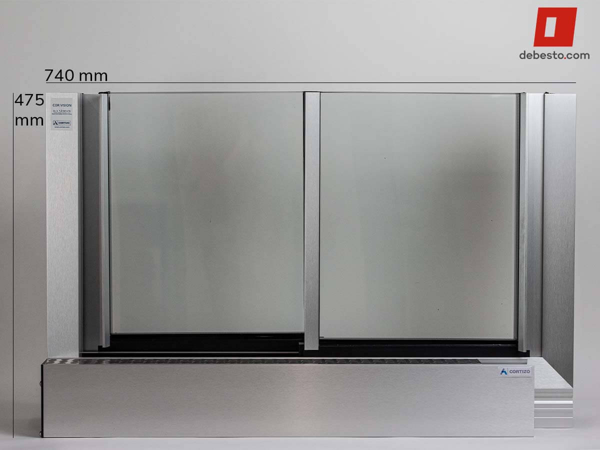 Cortizo Cor Vision slding door system front view of window sample with dimensions