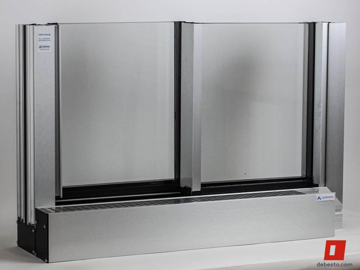 Cortizo Cor Vision slding door system side view of window sample with dimensions