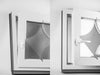 Two photos shows how Decco 82 educational window sample is opening - it is tilt and turn window