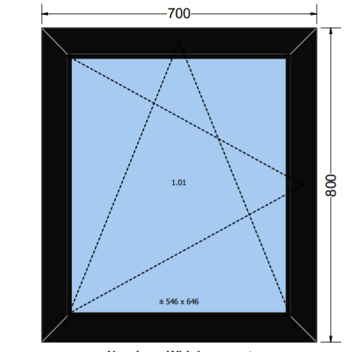 Aluprof MB-86 SI Aluminium Window System DIMENSIONS OF EXTERIOR VIEW