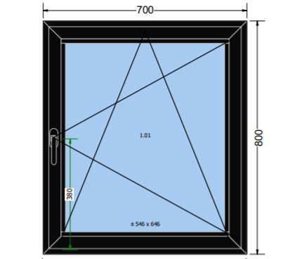 Aluprof MB-86 SI Aluminium Window System DIMENSIONS OF INTERIOR VIEW